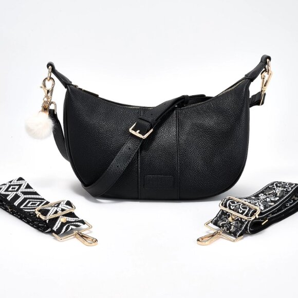 Pom Pom London Leather Sutton Crescent Crossbody   0275 - Picture 1 of 1